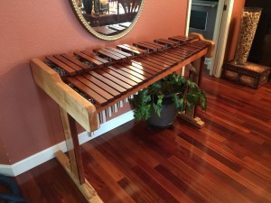 The 3.5 octave Honduras Rosewood xylophone that my son Jack and I built and tuned.