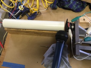 PVC tube with small speaker used for excitation